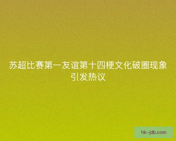 苏超比赛第一友谊第十四梗文化破圈现象引发热议